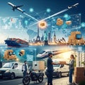 Global Logistics and Digital Supply Chain Network Royalty Free Stock Photo