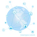 Global logistics network. Global business connection technology interface global partner connection. White similar world map.