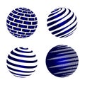 Global logistics network concept. Globe vector icons set on blue. Set of 3d model. Royalty Free Stock Photo