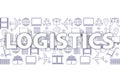 Global logistics network concept. Pattern of thin line icons logistics in blue. Royalty Free Stock Photo