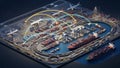 Global logistics network showcasing air cargo and maritime shipping for supply chain management Royalty Free Stock Photo