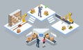 Global logistics network isometric illustration. Isometric Logistics and Delivery concept. Delivery home and office