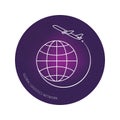 Global logistics network. Map global logistics partnership connection. Airplane connections network concept in violet circle. Royalty Free Stock Photo