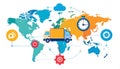 Global logistics network optimization world map infographic digital aerial view efficiency Royalty Free Stock Photo