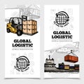 Global Logistics Vertical Banners Royalty Free Stock Photo