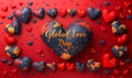 Global Love Day concept with heart-shaped world maps and elegant calligraphy, symbolizing worldwide unity and affection on a