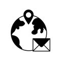 Global mail Glyph Vector Icon that can easily edit or modify