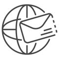 Global mail icon, outline style