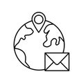 Global mail Outline Vector Icon that can easily edit or modify