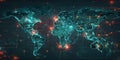 Global Map Highlighting Areas Affected by Ransomware, Demonstrating the Extent of Cyber Attacks Royalty Free Stock Photo