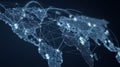 Digital world map with interconnected nodes and dollar symbols representing global finance concepts Royalty Free Stock Photo