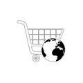 Black Global market concept, Shopping icon