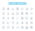 Global markets linear icons set. Trading, Volatility, Foreign Exchange, Commodities, Shares, Economy, Investment line Royalty Free Stock Photo