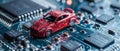 Global microchip shortage impacting car production leading to low inventory and delays. Concept