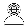 Global Mind icon. Line, outline symbol