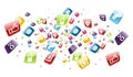 Global mobile phone apps icons splash Royalty Free Stock Photo