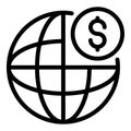 Global money crowdfunding icon, outline style