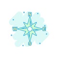 Global navigation icon in comic style. Compass gps vector cartoon illustration on white isolated background. Location discovery