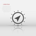 Global navigation icon in flat style. Compass gps vector illustration on white isolated background. Location discovery business Royalty Free Stock Photo