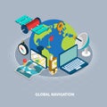 Global Navigation Isometric Illustration