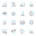 Global Navigation Satellite System (GNSS) linear icons set. Navigation, GPS, Satellites, Positioning, Tracking