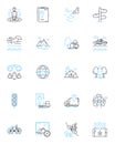 Global Navigation Satellite System (GNSS) linear icons set. Navigation, GPS, Satellites, Positioning, Tracking