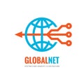 Global net - digital world - vector business logo template concept illustration. Globe abstract sign and electronic network. Royalty Free Stock Photo