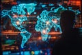 Global Network Analysis: Monitoring Worldwide Data Flows and Connectivity Royalty Free Stock Photo
