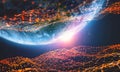 Global network. Big data planet earth 3D illustration. Blockchain technology