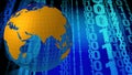 Cyber globe global communication and technology news in binary world, safeguarded by algorithm and cyber security against cyber Royalty Free Stock Photo