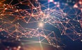 Global network. Blockchain 3D illustration. Neural networks and artificial intelligence. Concept of cyberspace