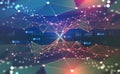Global network. Blockchain 3D illustration. Neural networks and artificial intelligence