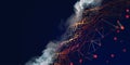Global network. Blockchain 3D illustration. Neural networks and artificial intelligence