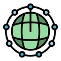Global network blockchain icon vector flat Royalty Free Stock Photo