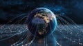 Global network concept illustrating world connectivity through futuristic data transfer connections Royalty Free Stock Photo