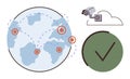 Global Network with Connected Nodes, Cloud Surveillance, and Secure Verification Concept Royalty Free Stock Photo