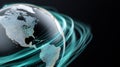 Global network connecting continents, digital earth with binary code communication modern concept technology data, Royalty Free Stock Photo