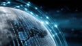 Global network connecting continents, digital earth with binary code technology modern communication data, concept Royalty Free Stock Photo