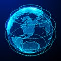 Global network connection. Abstract Earth Map. Big data visualization. 3D rendering Royalty Free Stock Photo