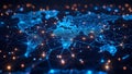 Global network connection through big data analytics on a world map. Concept Big Data Analytics,