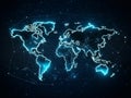 Global network connection blue light, wireless connections, business internet ideas, big data visualization generative AI
