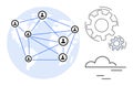 Global Network Connection and Collaboration with Gear Mechanism Over World Map Concept Royalty Free Stock Photo
