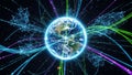 Global Network Connection Concept With Earth Surrounded by Digital Data Streams and Light Trails Royalty Free Stock Photo