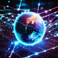 Global network connection and data exchanges over the world. 3D rendering Generative AI Royalty Free Stock Photo