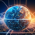 Global network connection and data exchanges over the world. 3D rendering Generative AI Royalty Free Stock Photo