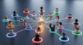 Global Network Connection with Diverse People Avatars and Central Data Hub Royalty Free Stock Photo