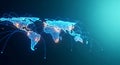 Global Network Connection Futuristic World Map with Illuminated Data Points and Interconnecting AI generated. Royalty Free Stock Photo