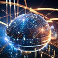 Global network connection and global data exchanges over the world 3D rendering AI generated Royalty Free Stock Photo