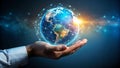 Global Network Connection Hand Holding Earth Digital Technology Concept Royalty Free Stock Photo