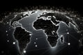 Global network connection over dark background. 3d rendering toned image double exposure, Black and white global network Royalty Free Stock Photo